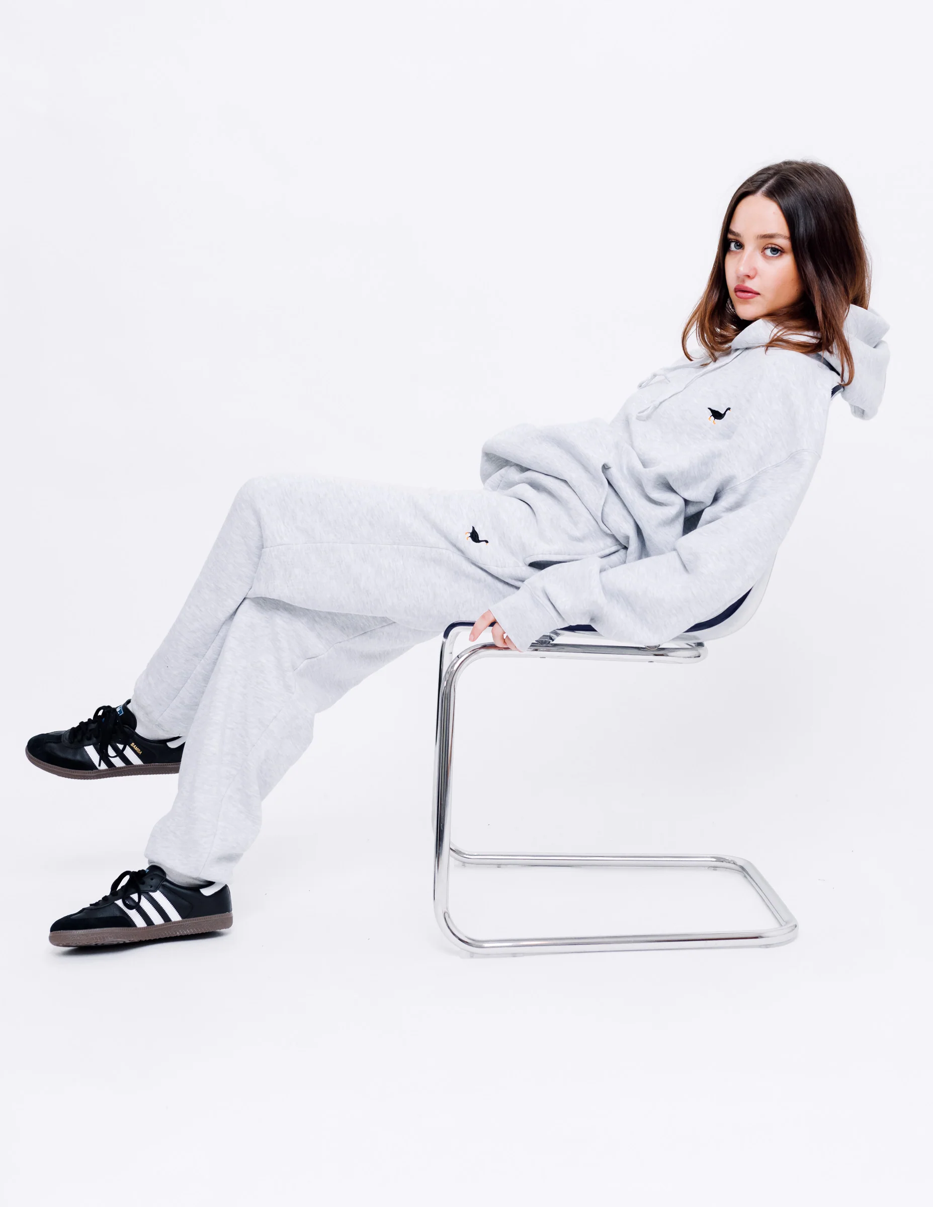 Premium Goose Classic Fit Joggers - Ash Grey - Image 6