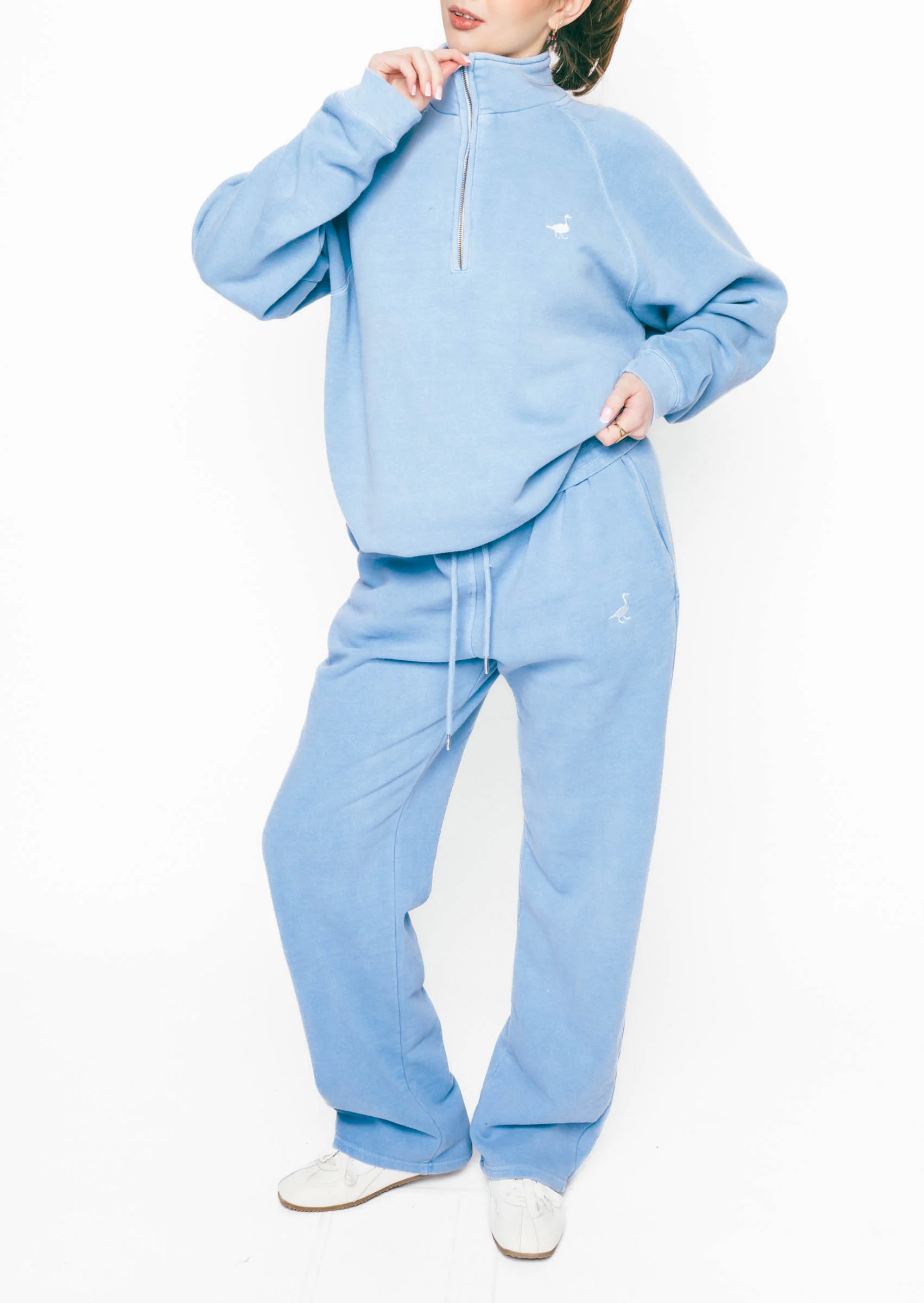 Goose Straight Leg Joggers - Washed Blue - Image 4