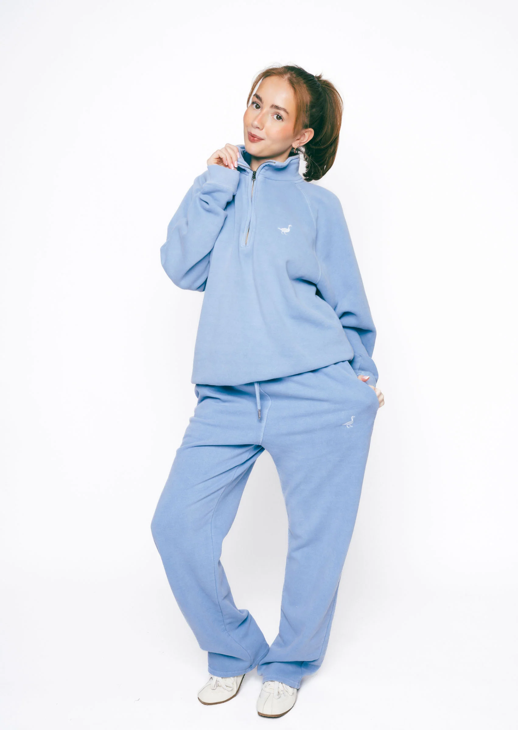 Goose Straight Leg Joggers - Washed Blue - Image 5