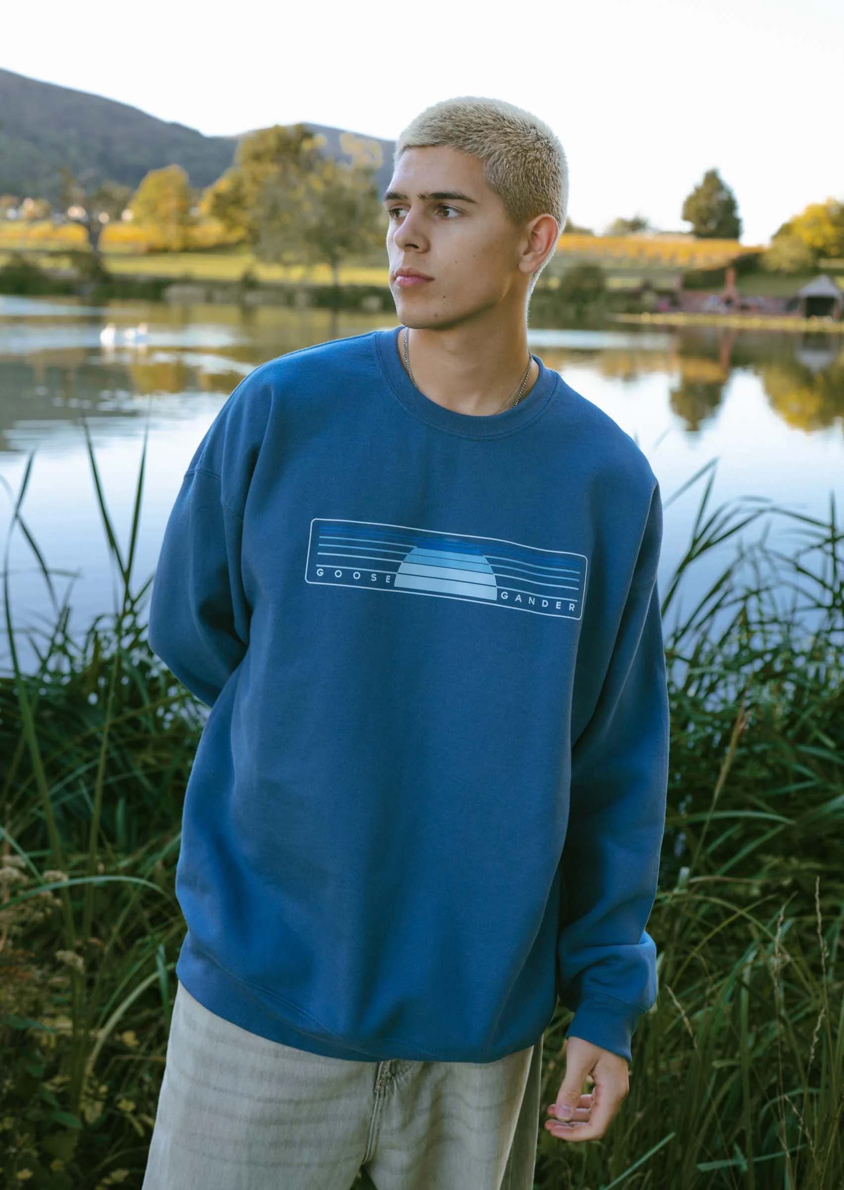 Sunset Printed Sweat - Indigo